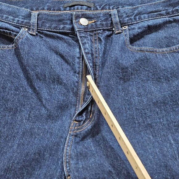 Uniqlo Jean Women 32 Indigo Relaxed Tapered High Rise Cropped Fabric By Kaihara - Picture 10 of 16